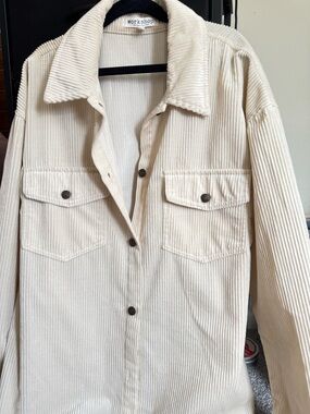 Workshop Republic Clothing Cream Corduroy Button-Front Shirt Jacket